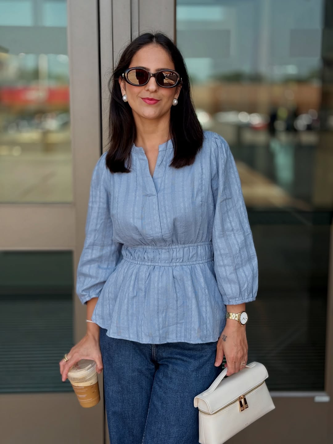 Luxuii 3/4 Length Sleeve V Neck Peplum Blouses Dressy Work Shirts