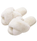 Luxuii Women's Fuzzy Slippers Memory Foam Cozy Furry House Cross Band Slipper Open Toe Fluffy Indoor Shoes