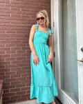 Luxuii Spaghetti Strap Ruffle Maxi Dress