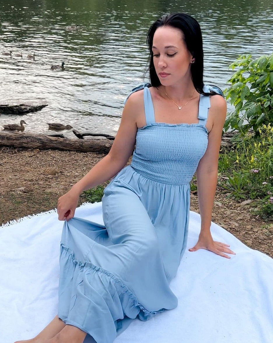Luxuii Spaghetti Strap Ruffle Maxi Dress