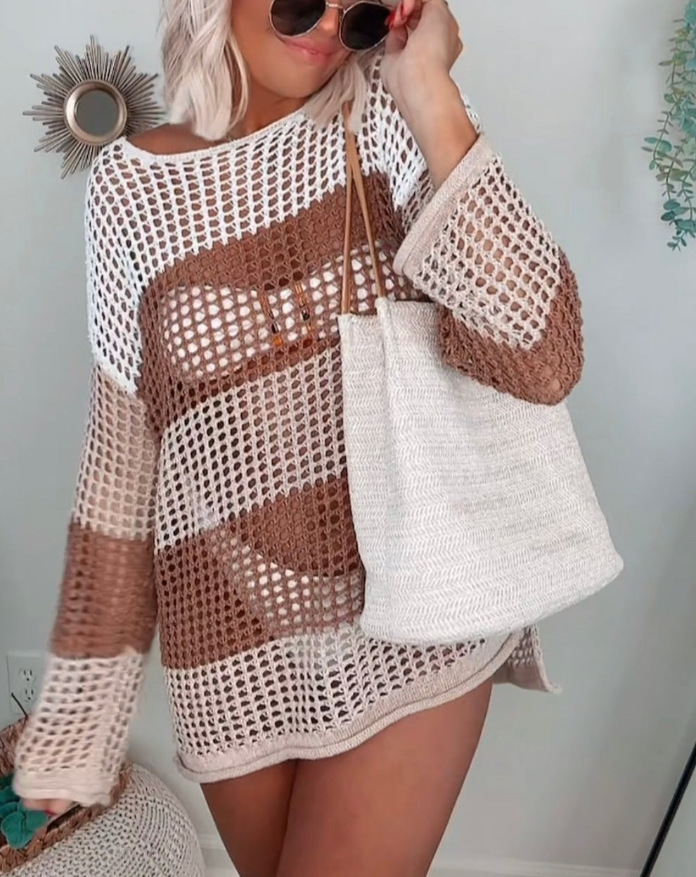 Luxuii Crochet Hollow Beach Cover Tunic Top