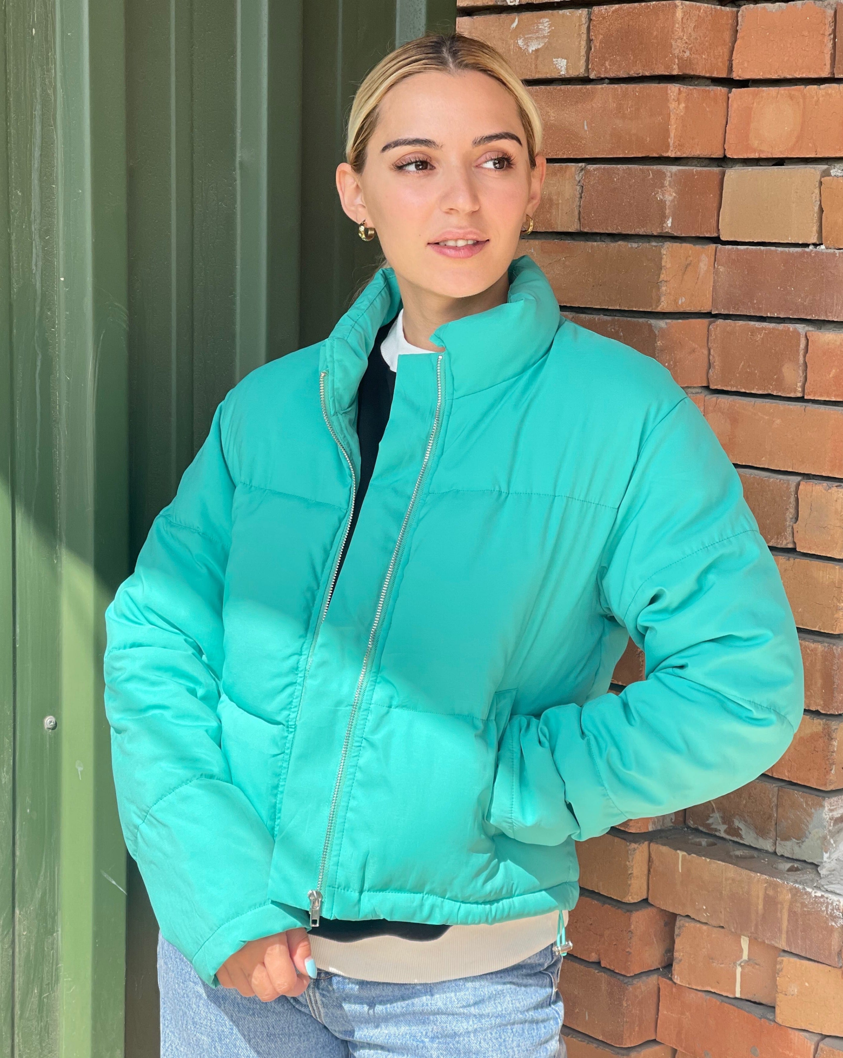Luxuii Zipper Quilted Baggy Cropped Puffer Jacket Coat