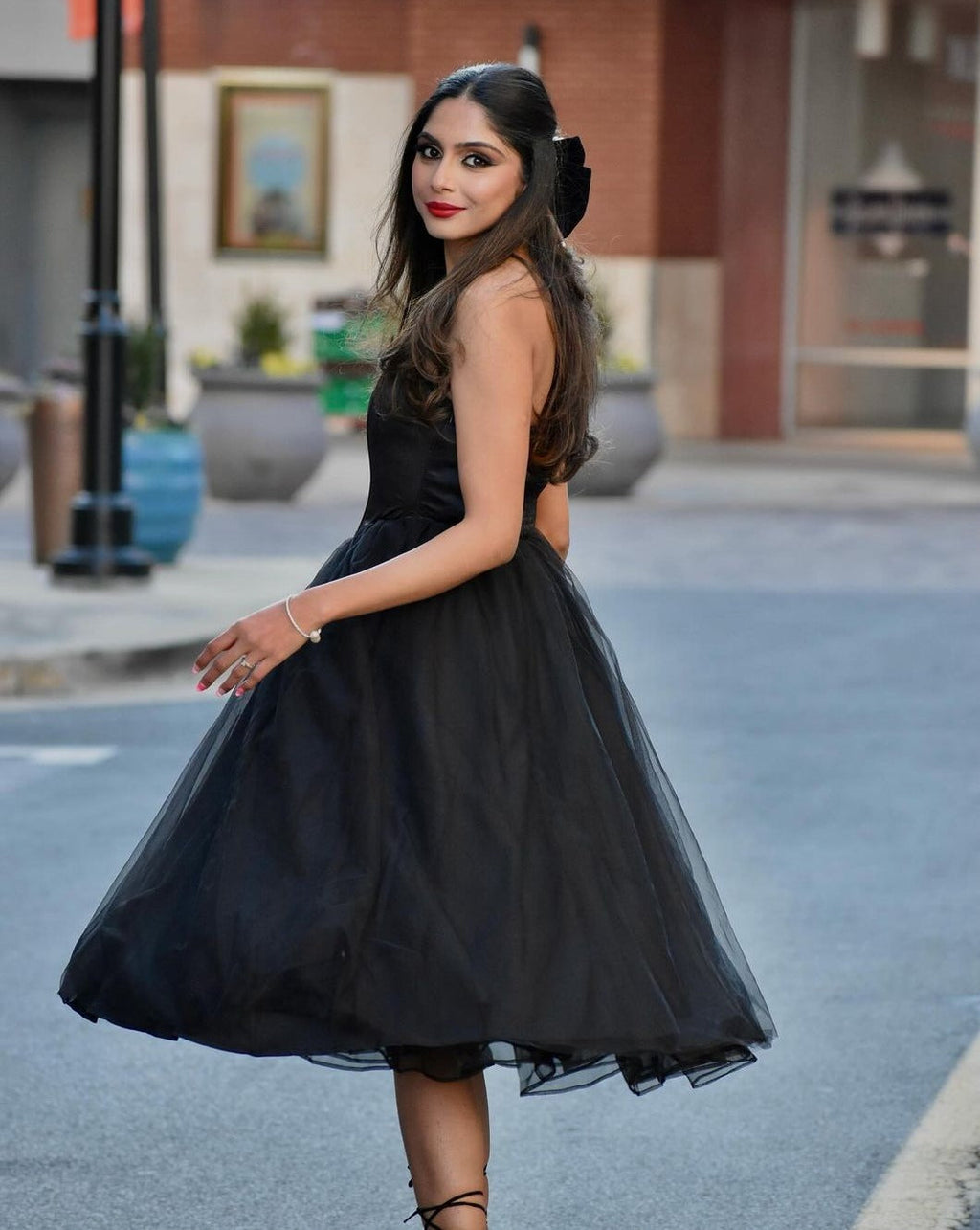 Luxuii Smocked High Waist Corset Tube Backless Midi Dress