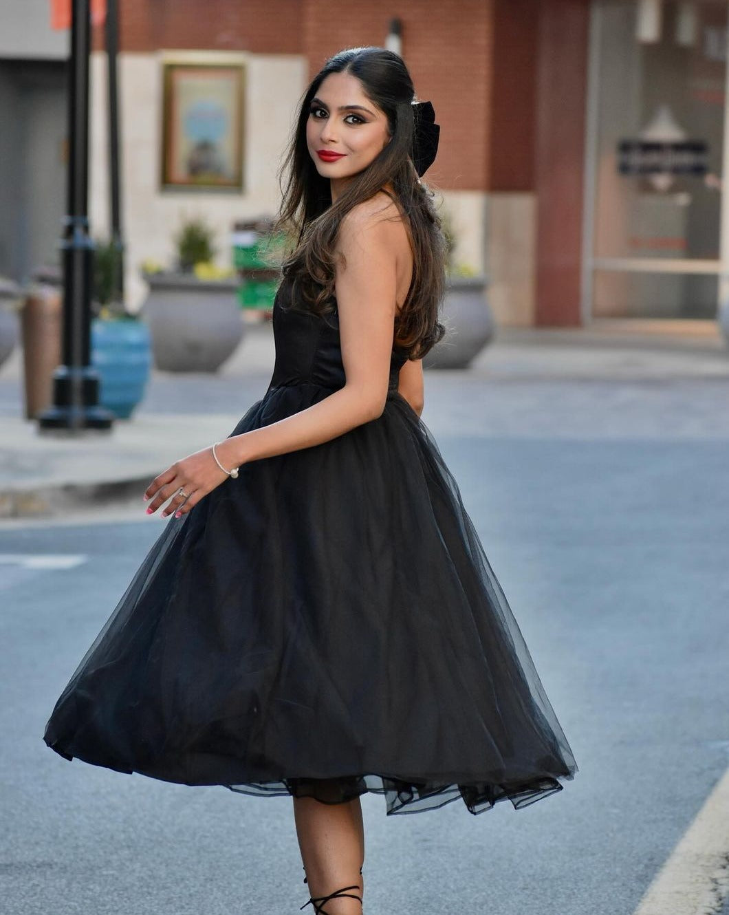 Luxuii Smocked High Waist Corset Tube Backless Midi Dress