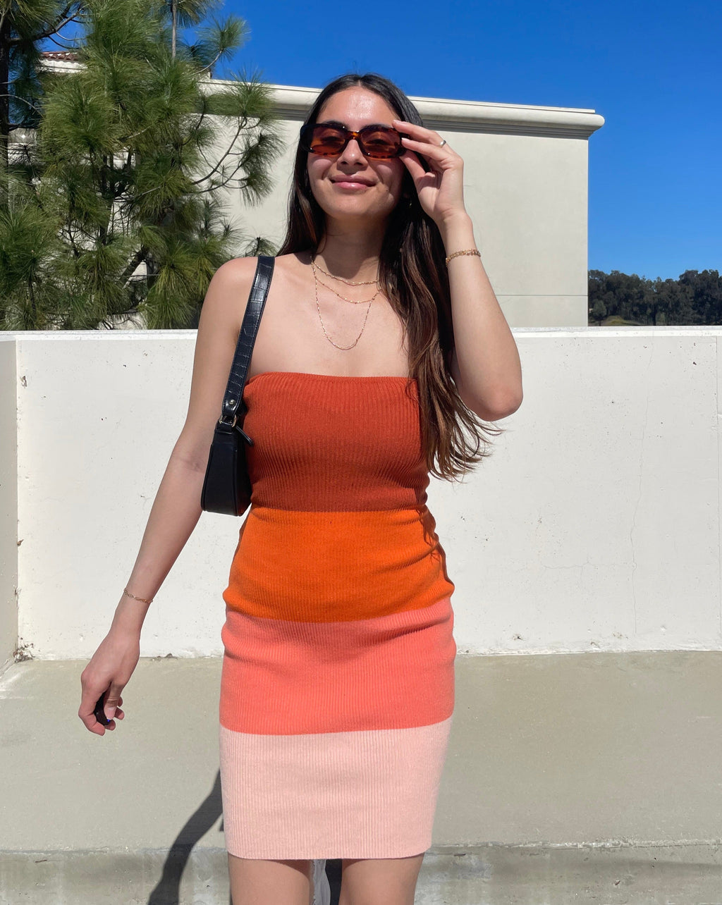 Luxuii Color Block Y2k Strapless Bodycon Backless Mini Dress