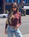 Luxuii Turtleneck Long Sleeve Ribbed Knit Sweater Shirt