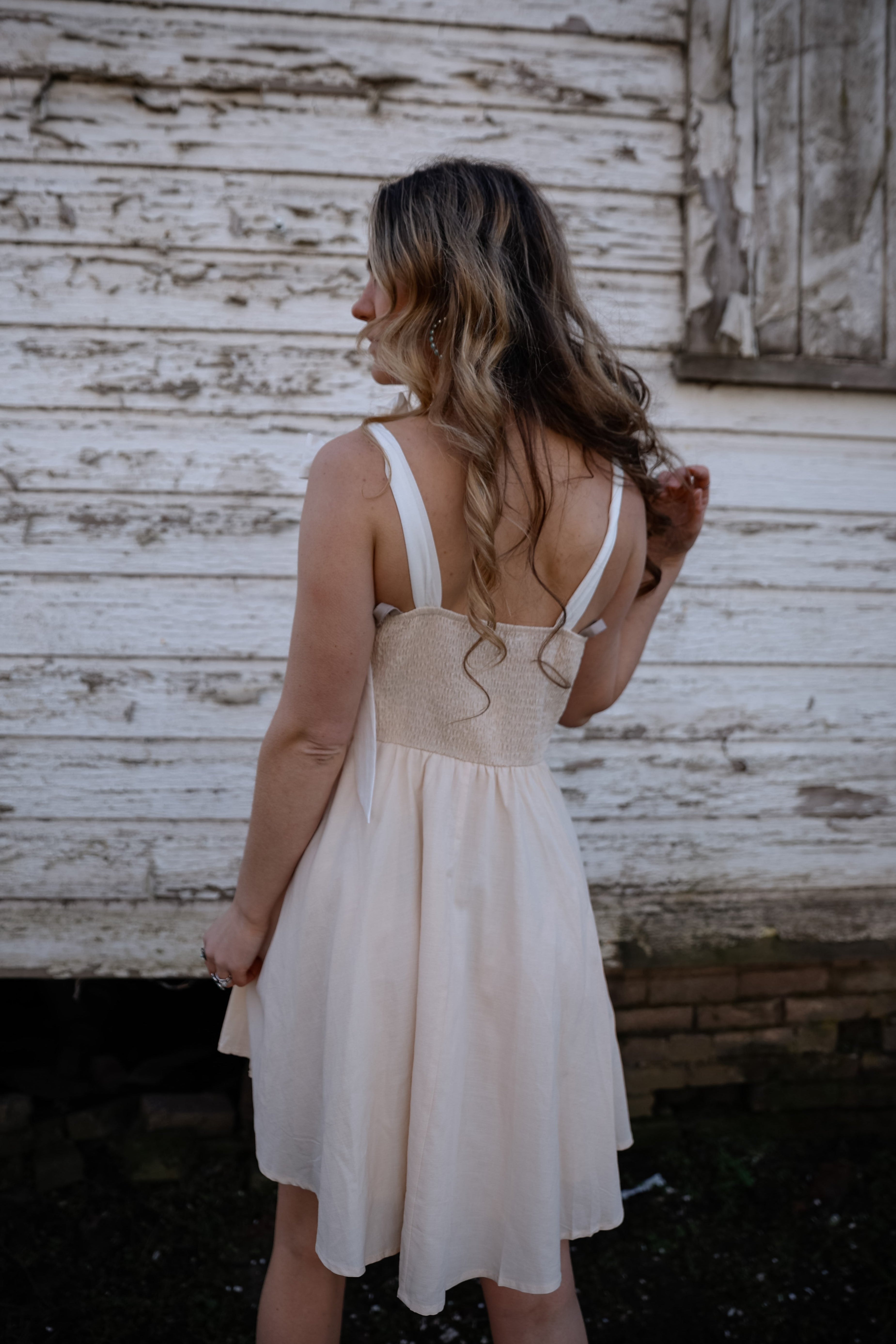 Luxuii Boho Square Neck Tie Shoulder Short Sundresses