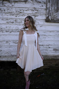 Luxuii Boho Square Neck Tie Shoulder Short Sundresses