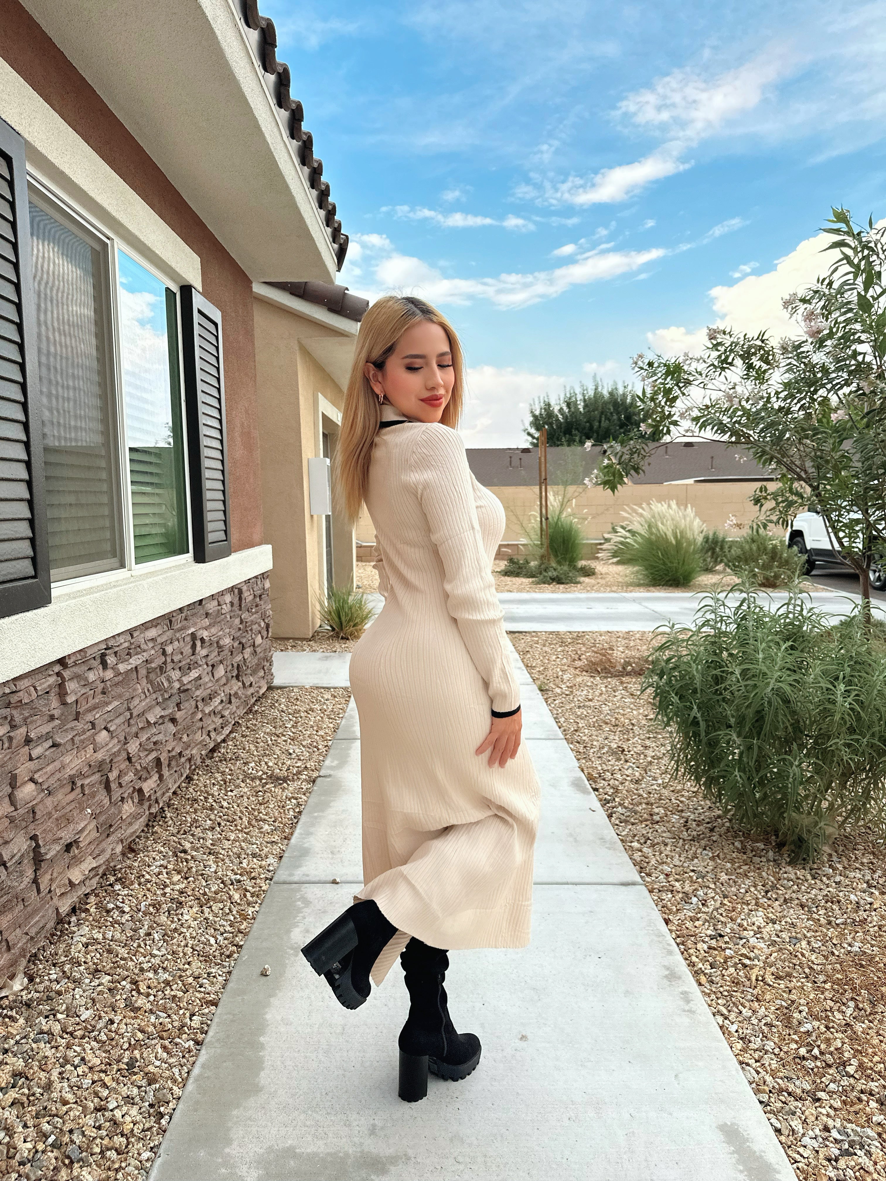 Luxuii V Neck Ribbed Knit Casual Formal Cocktail Bodycon Dresses