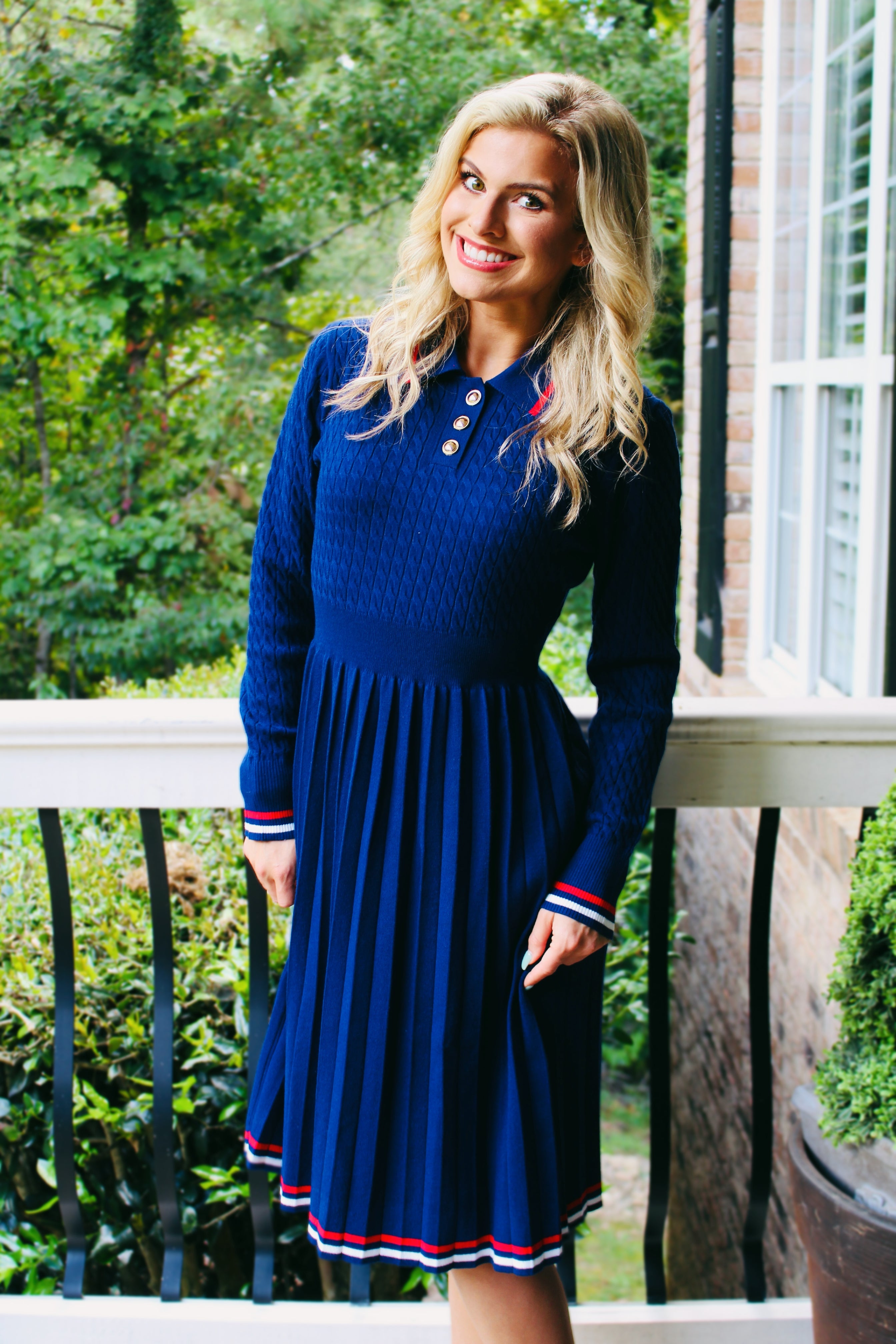 Luxuii Cable Ribbed Knit A Line Swing Pleated Dresses