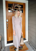 Luxuii Turtleneck Tie Waist Ribbed Knit A Line Midi Dresses