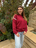 Luxuii Sweaters Crew Neck Loose Fit Ribbed Knit Color Block Soft Pullover Top