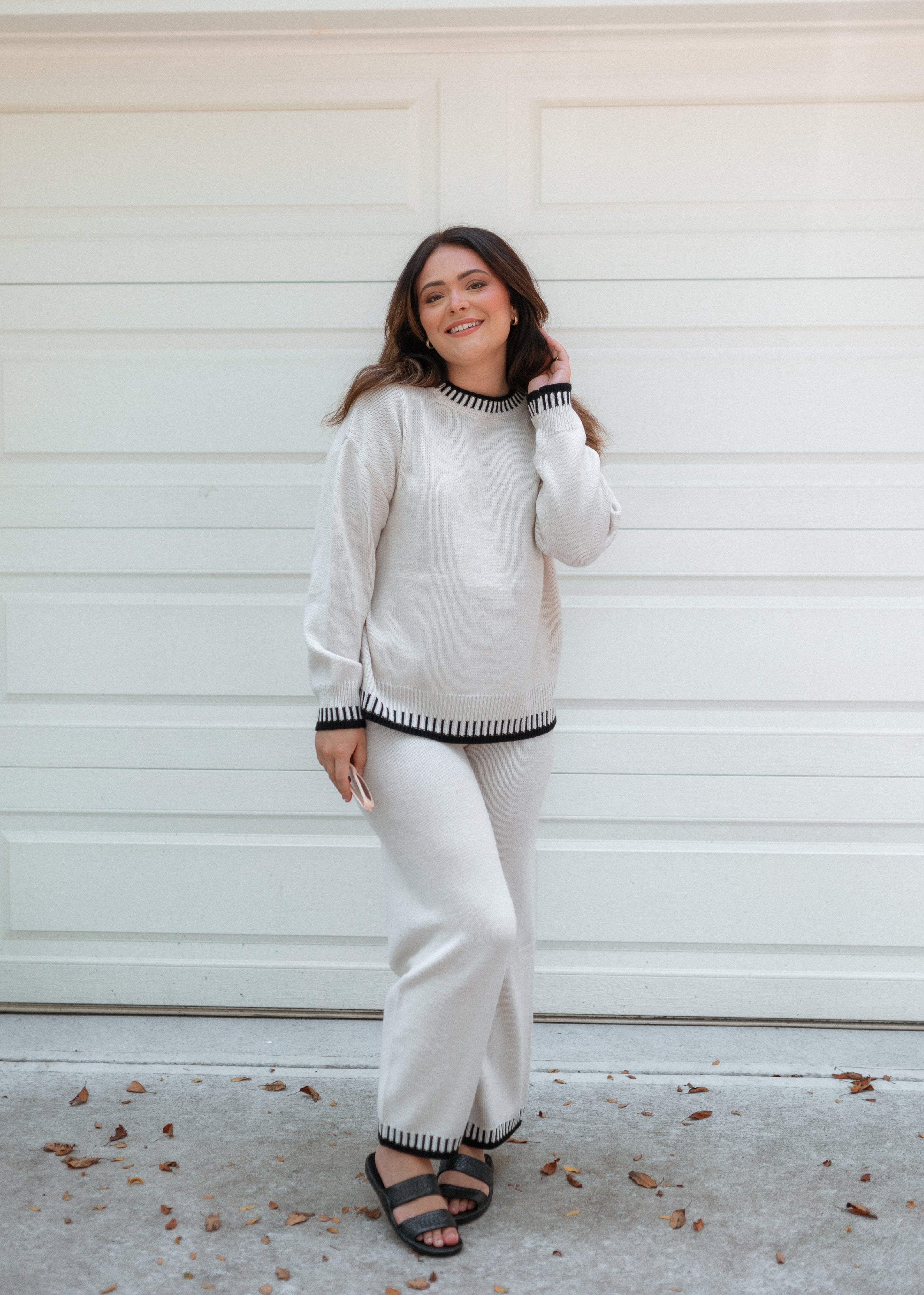 Luxuii Long Sleeve Pullover Tops Wide Leg Pants Lounge Set