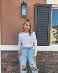 Luxuii Striped Sweaters Crewneck Knit Slim Fit Casual Basic Tops