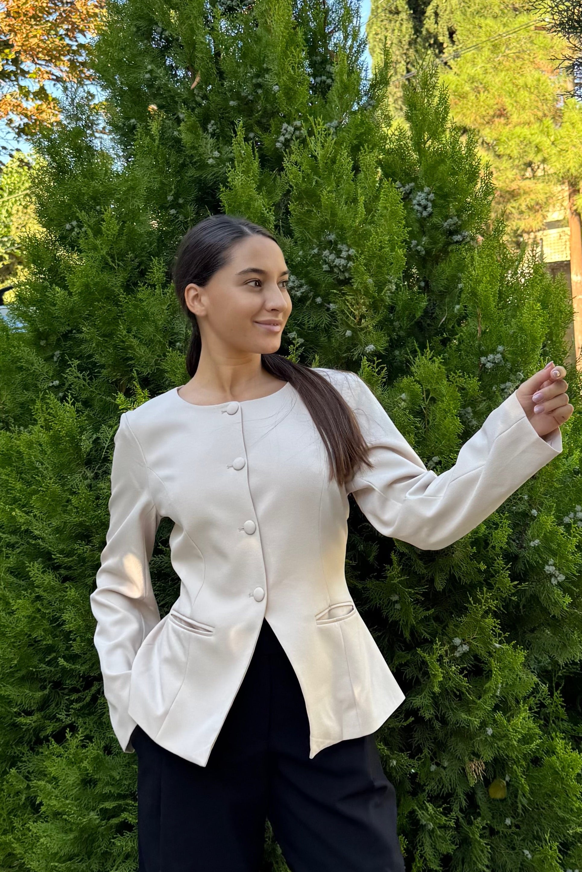 Luxuii Fall Button Suit Jackets Office Work Outfits Fitted Blazer