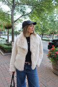 Luxuii Winter Faux Fur Coats Fluffy Jacket Lapel Shaggy Warm Outerwear
