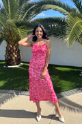Luxuii Floral Sleeveless Square Neck Backless Bodycon Dresses