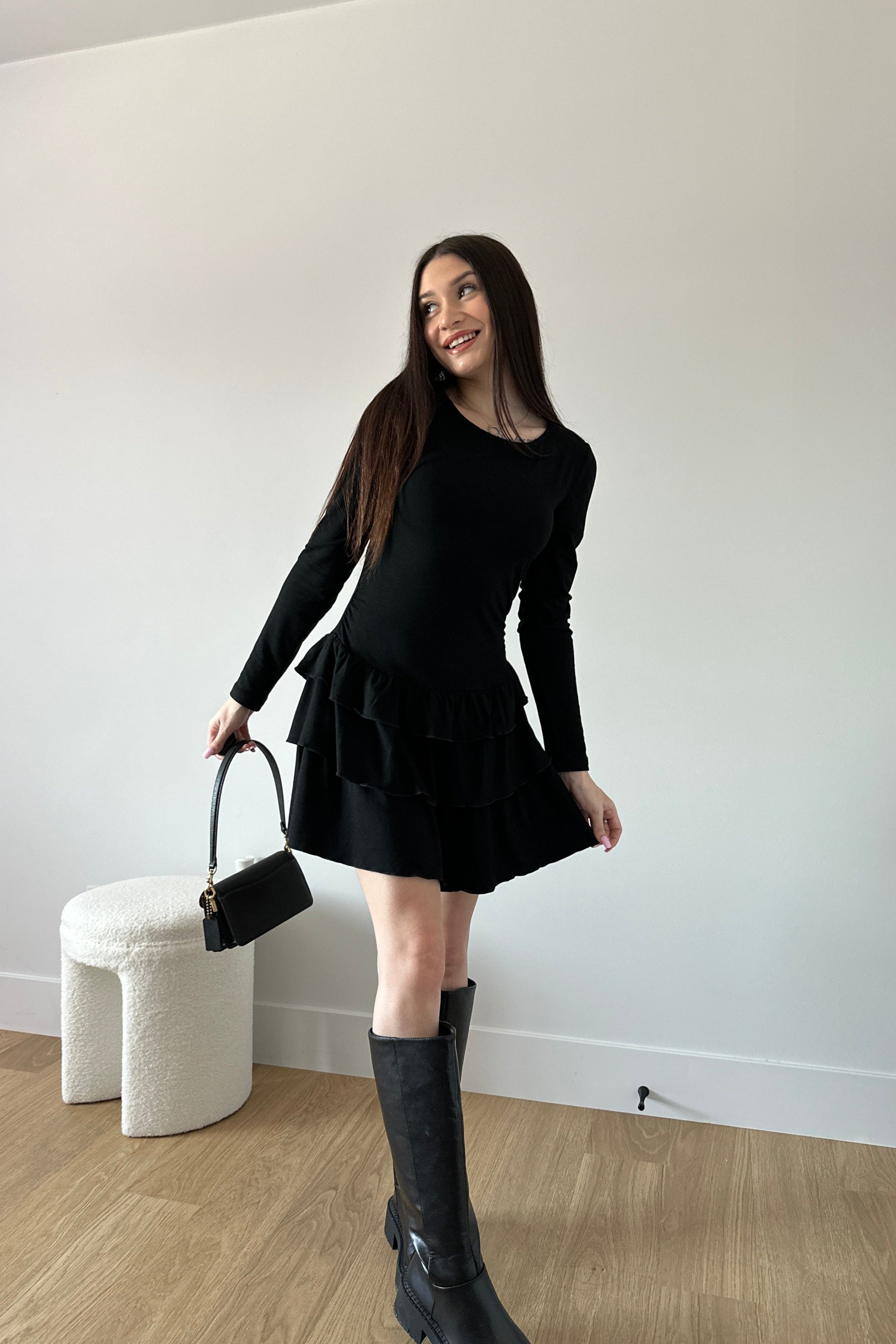 Luxuii Bodycon Ribbed Knit Casual Ruffle Tiered Flowy Dresses