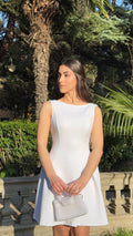 Luxuii Cocktail Boat Neck Backless Swing Wedding Club Party Dresses