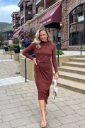 Luxuii Bodycon Mock Neck Wedding Guest Cocktail Party Dresses