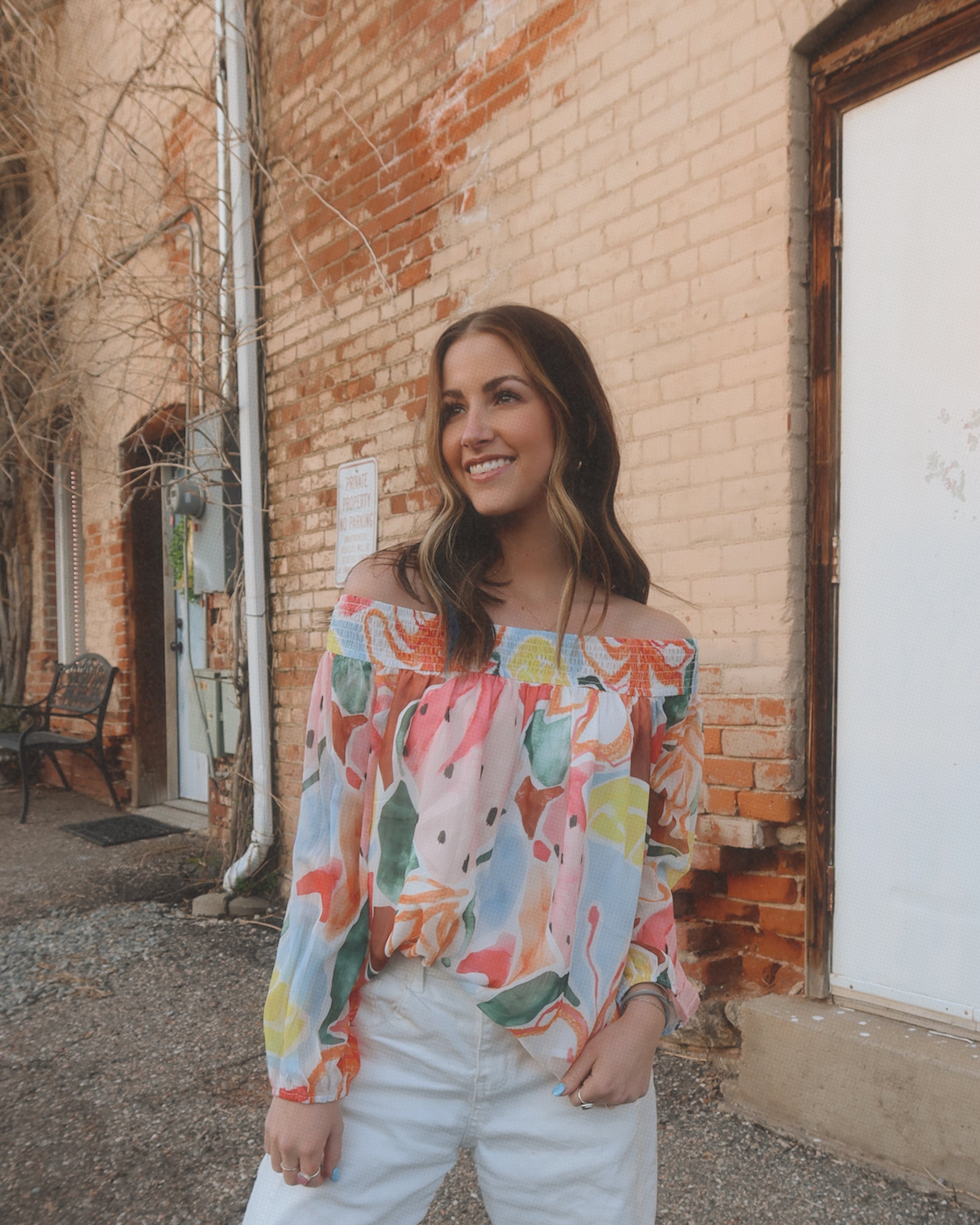Luxuii Off Shoulder Floral Chiffon Loose Dressy Blouses