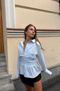 Luxuii Blouse Business Dressy Casual Button Down Shirts Peplum Tops