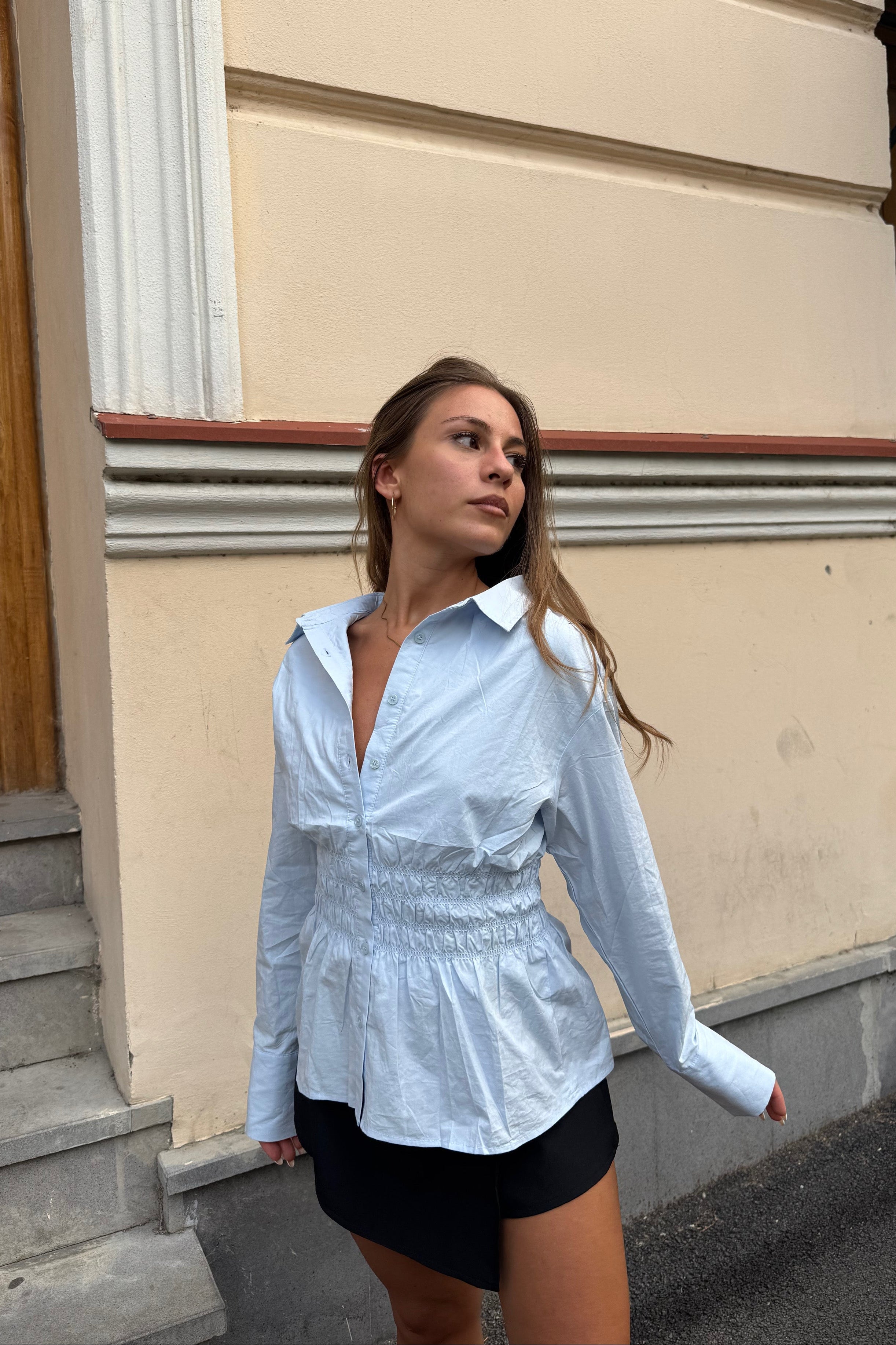 Luxuii Blouse Business Dressy Casual Button Down Shirts Peplum Tops