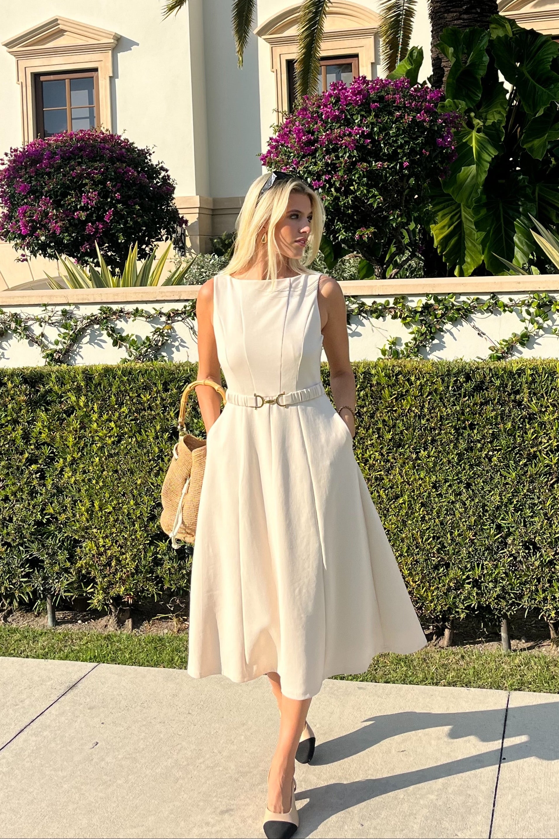 Luxuii Elegant Boat Neck A Line Tie Waist Spring Cocktail Party Dress