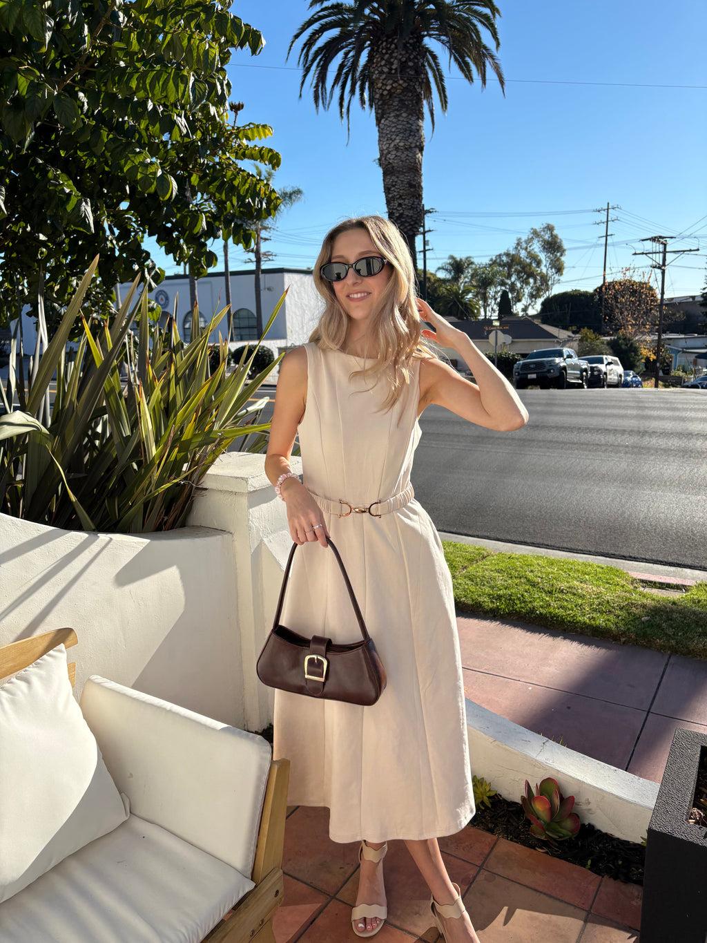 Luxuii Elegant Boat Neck A Line Tie Waist Spring Cocktail Party Dress