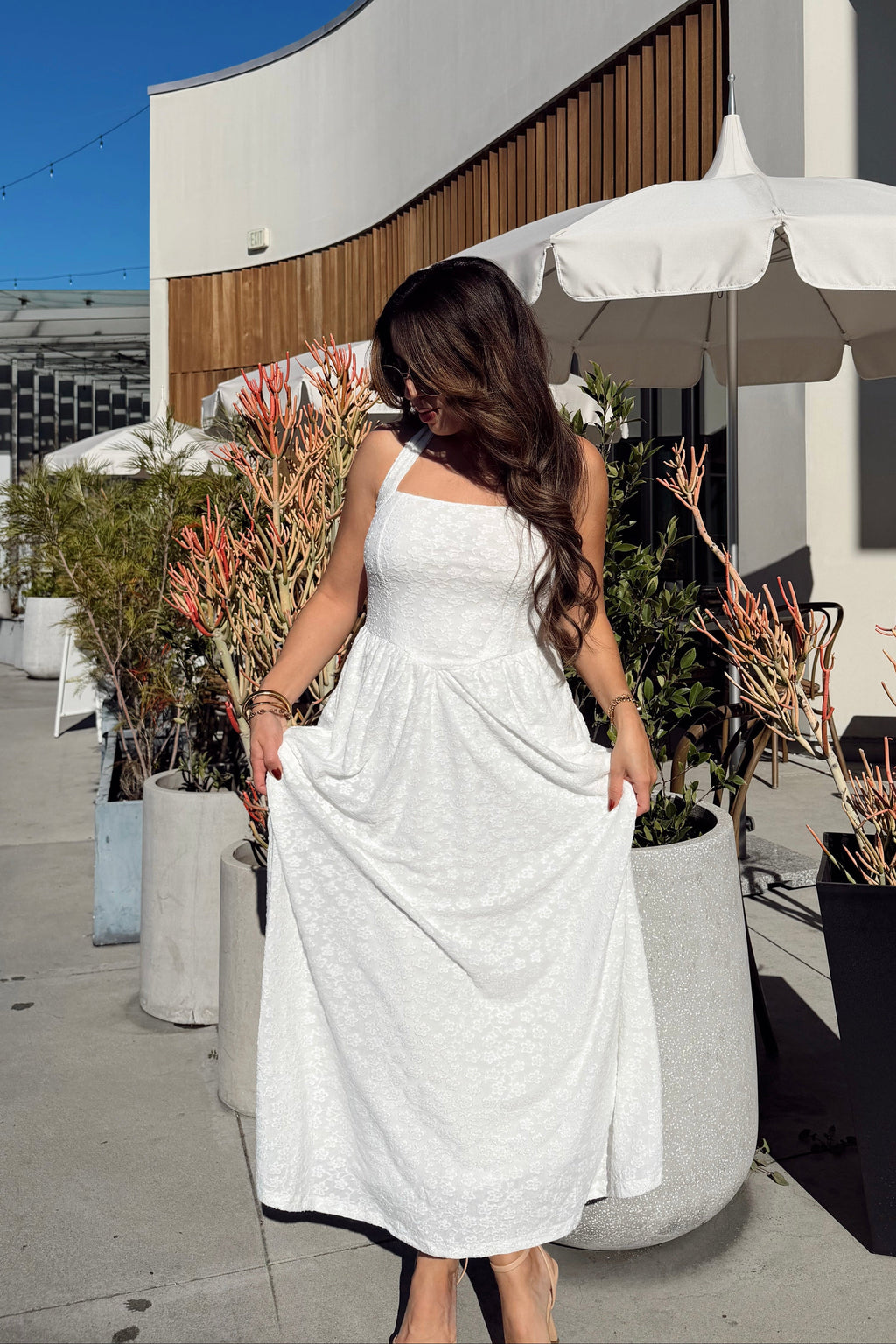 Luxuii Sleeveless Floral Halter Neck Wedding Flowy A Line Long Dress