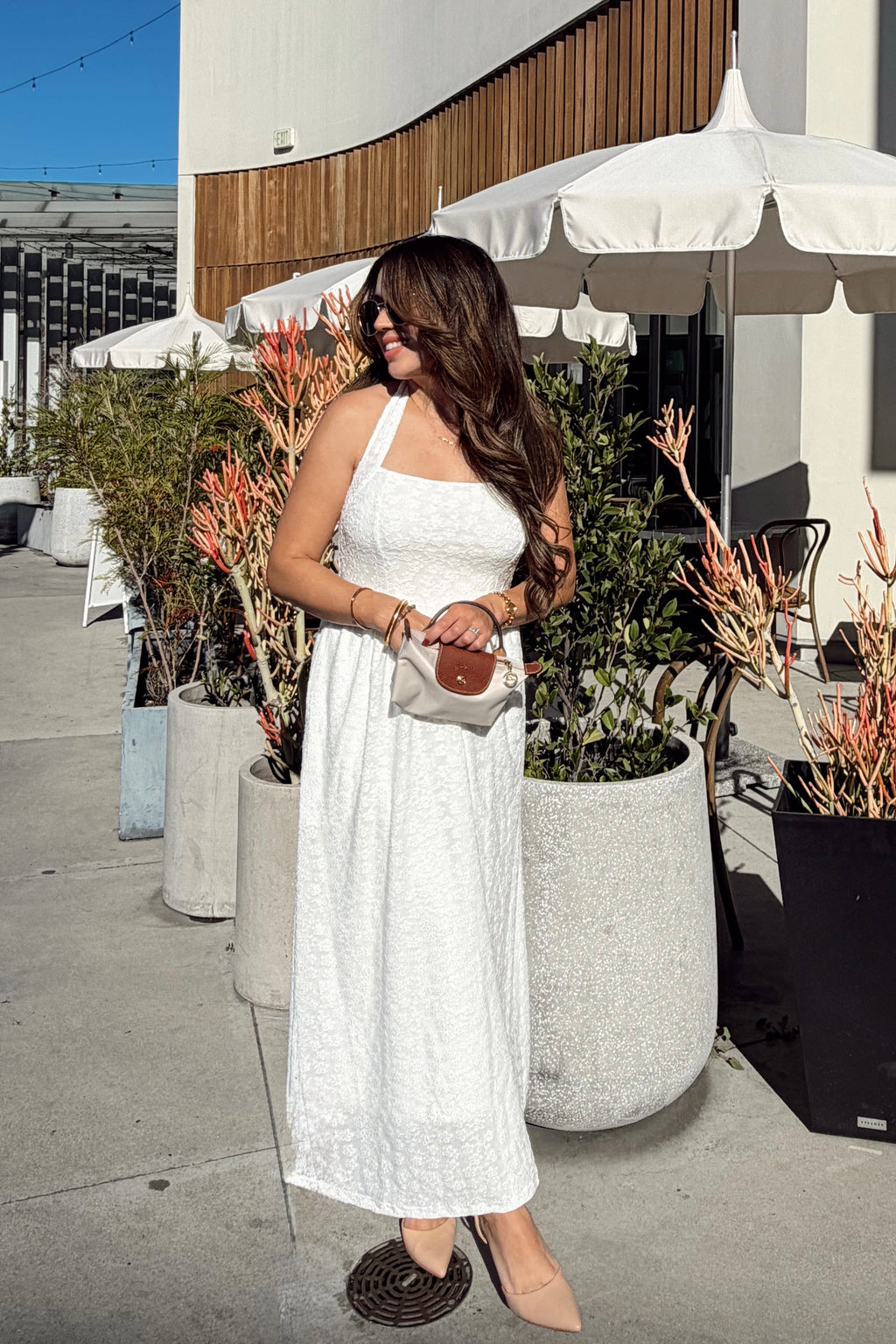 Luxuii Sleeveless Floral Halter Neck Wedding Flowy A Line Long Dress