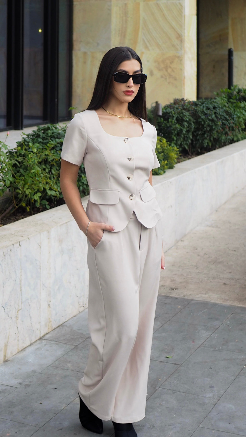 Luxuii Two Pieces Blazer Wide Leg Pants Business Casual Outfits Sets