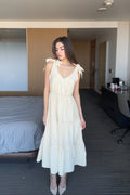 Luxuii Tie Shoulder Flowy Tiered A Line Beach Long Sundress