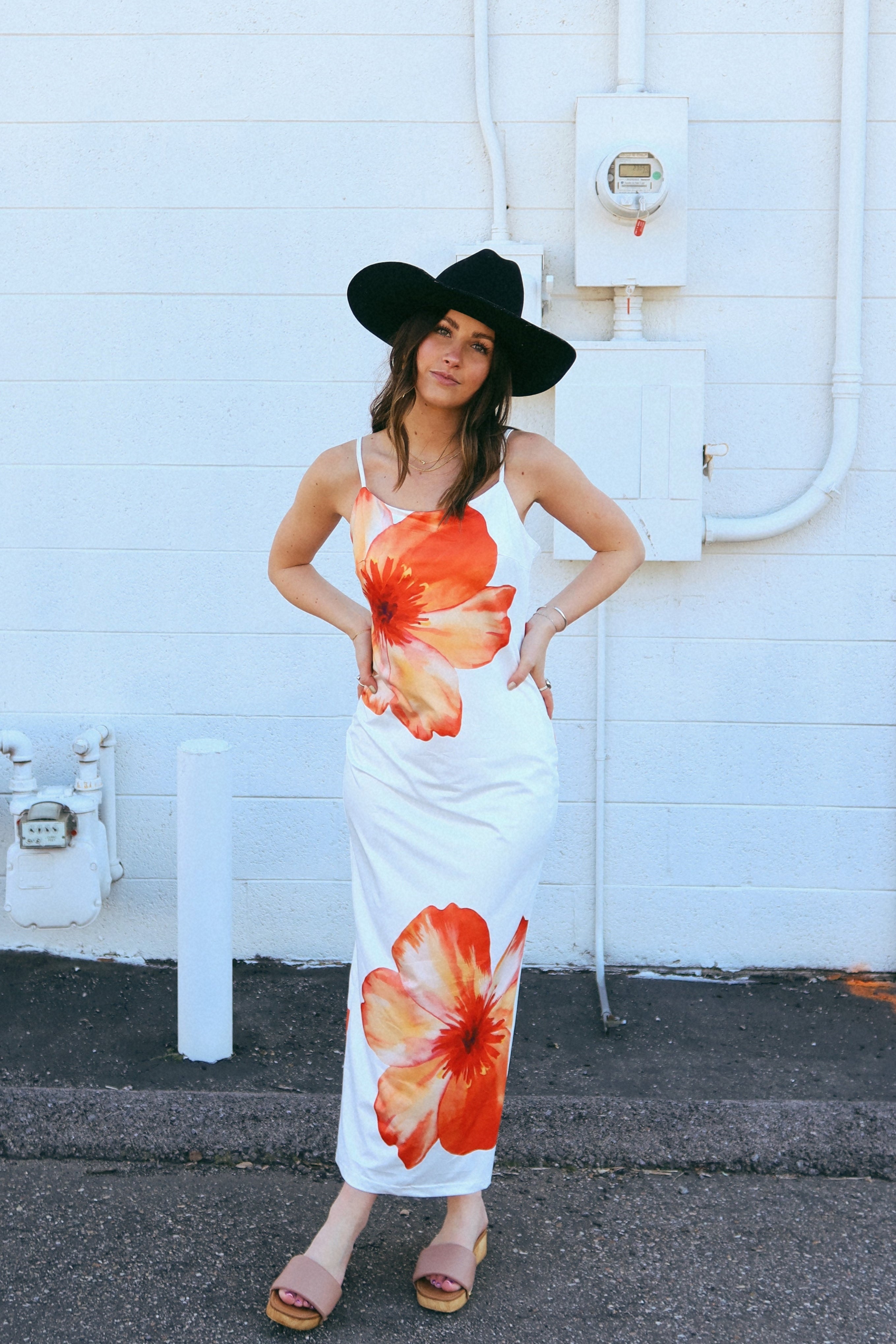 Luxuii Bodycon Floral Spaghetti Strap Boho Long Dresses