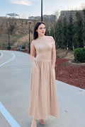 Luxuii Sleeveless One Shoulder Casual Slim Swing Pleated Dresses