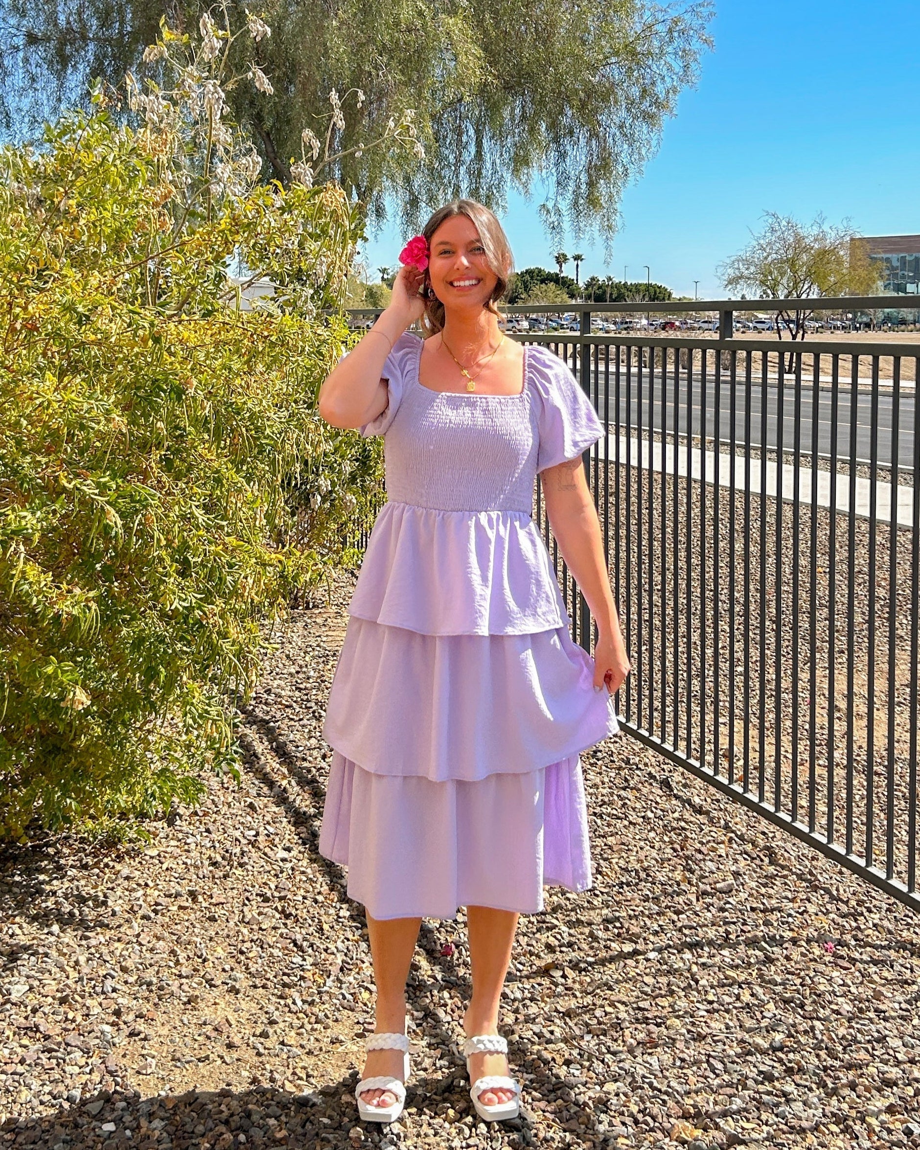 Luxuii Boho Short Puff Sleeve Flowy A Line Tiered Dresses