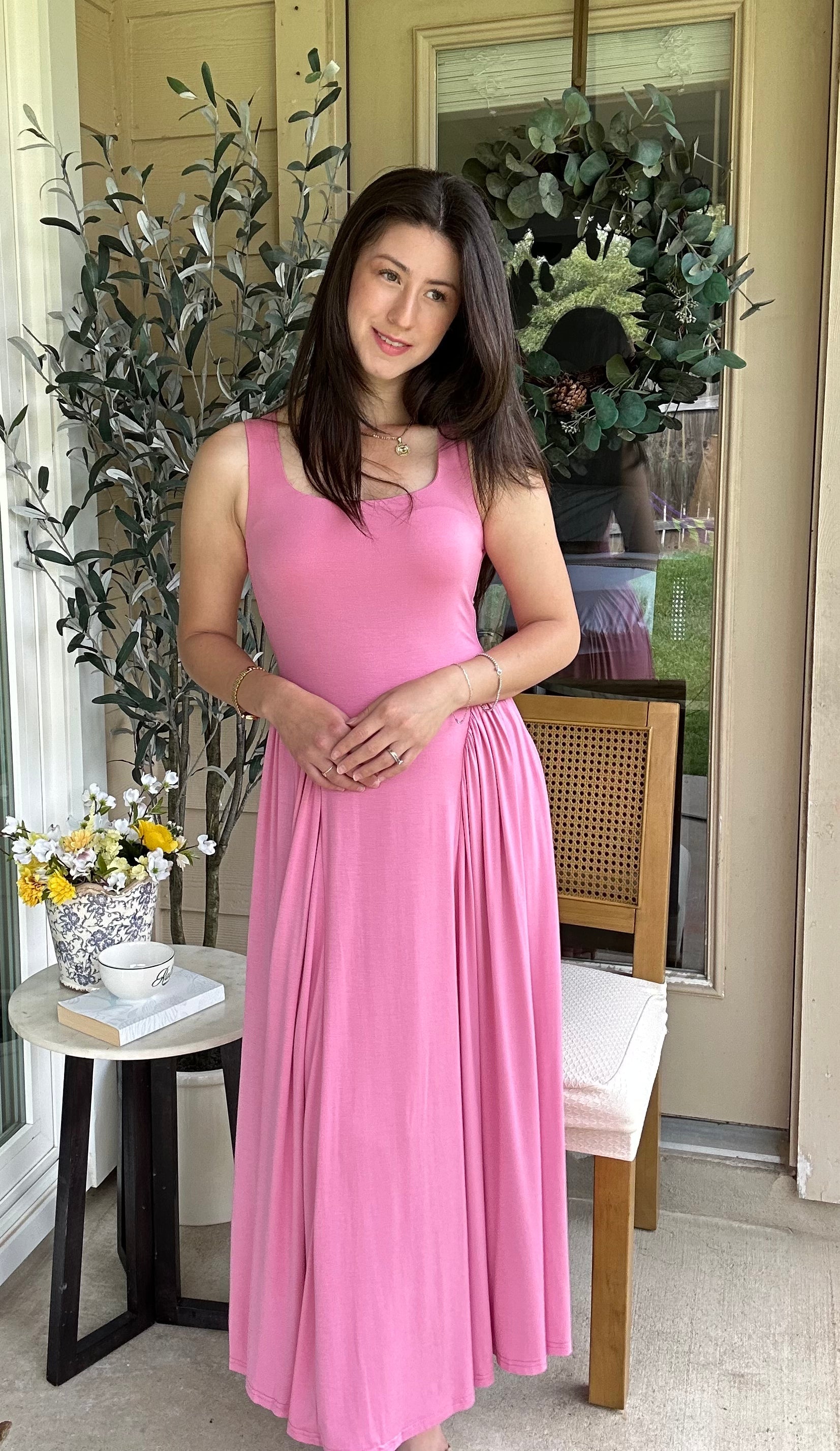 Luxuii Sleeveless Square Neck Casual Long Flowy A Line Dresses