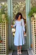 Luxuii Fall Square Neck Swing A Line Wedding Guest Evening Prom Dress