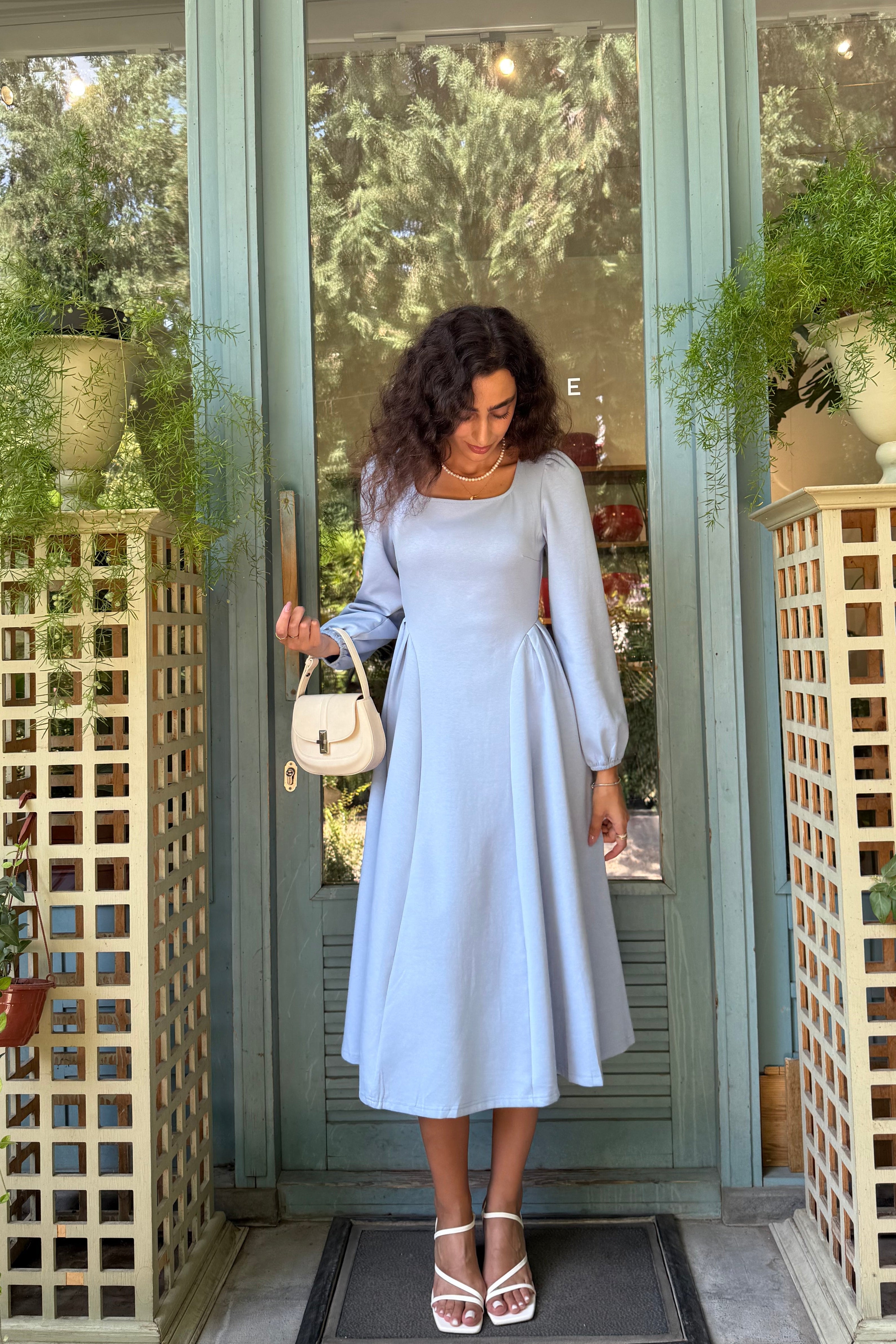 Luxuii Fall Square Neck Swing A Line Wedding Guest Evening Prom Dress