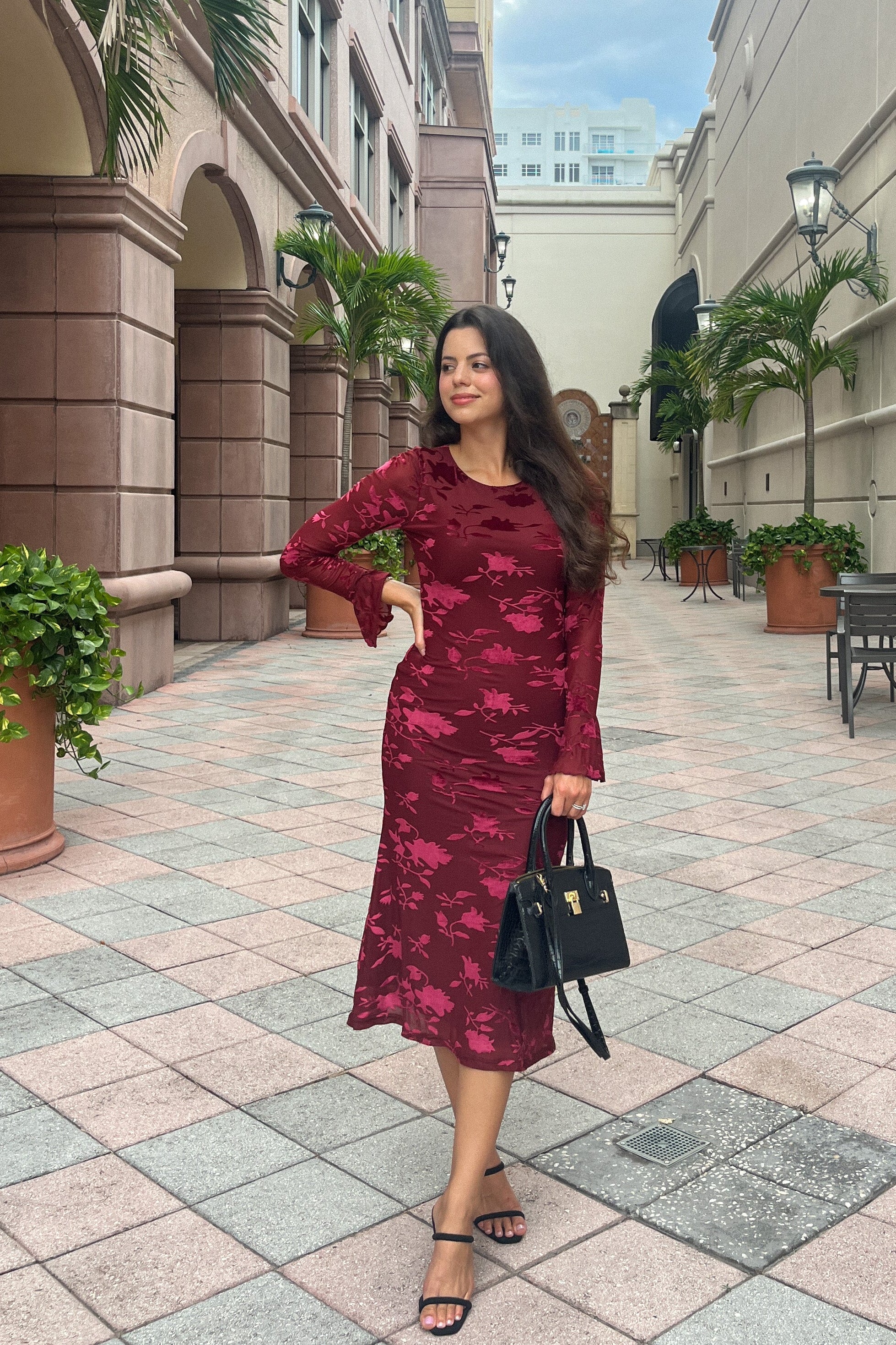 Luxuii Floral Bodycon Mesh Wedding Guest Cocktail Party Dresses