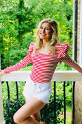 Luxuii Neck Shirt Striped Slim Fitted Casual Basic Tee Tops