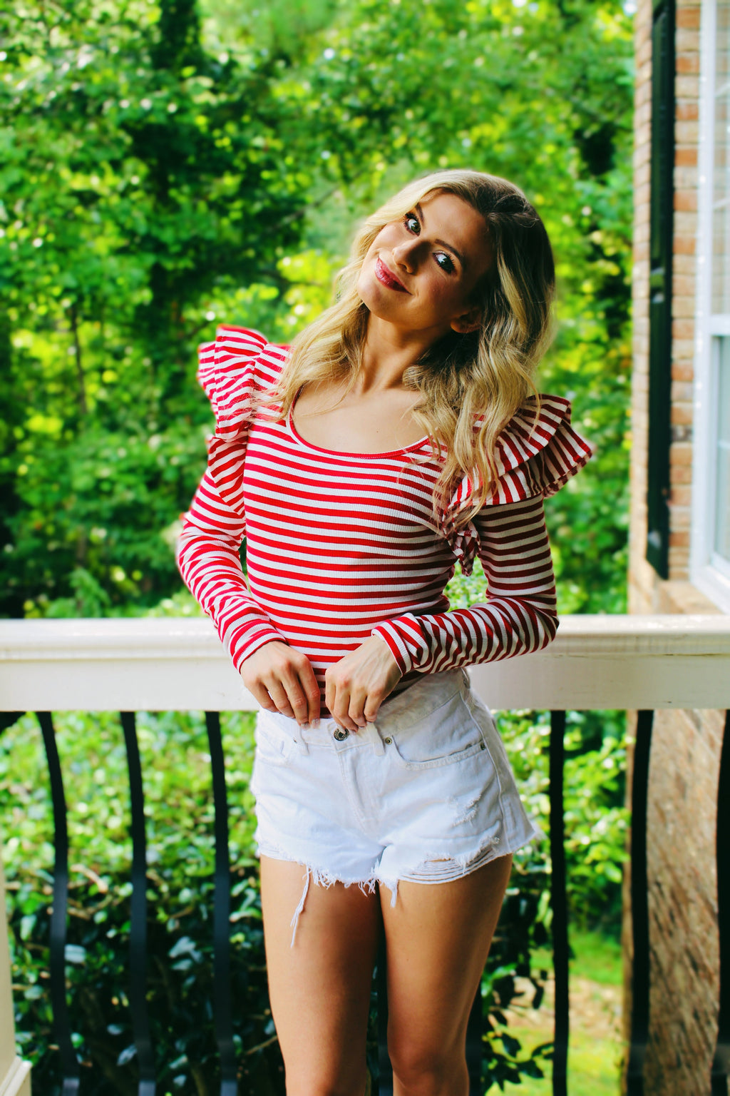 Luxuii Neck Shirt Striped Slim Fitted Casual Basic Tee Tops