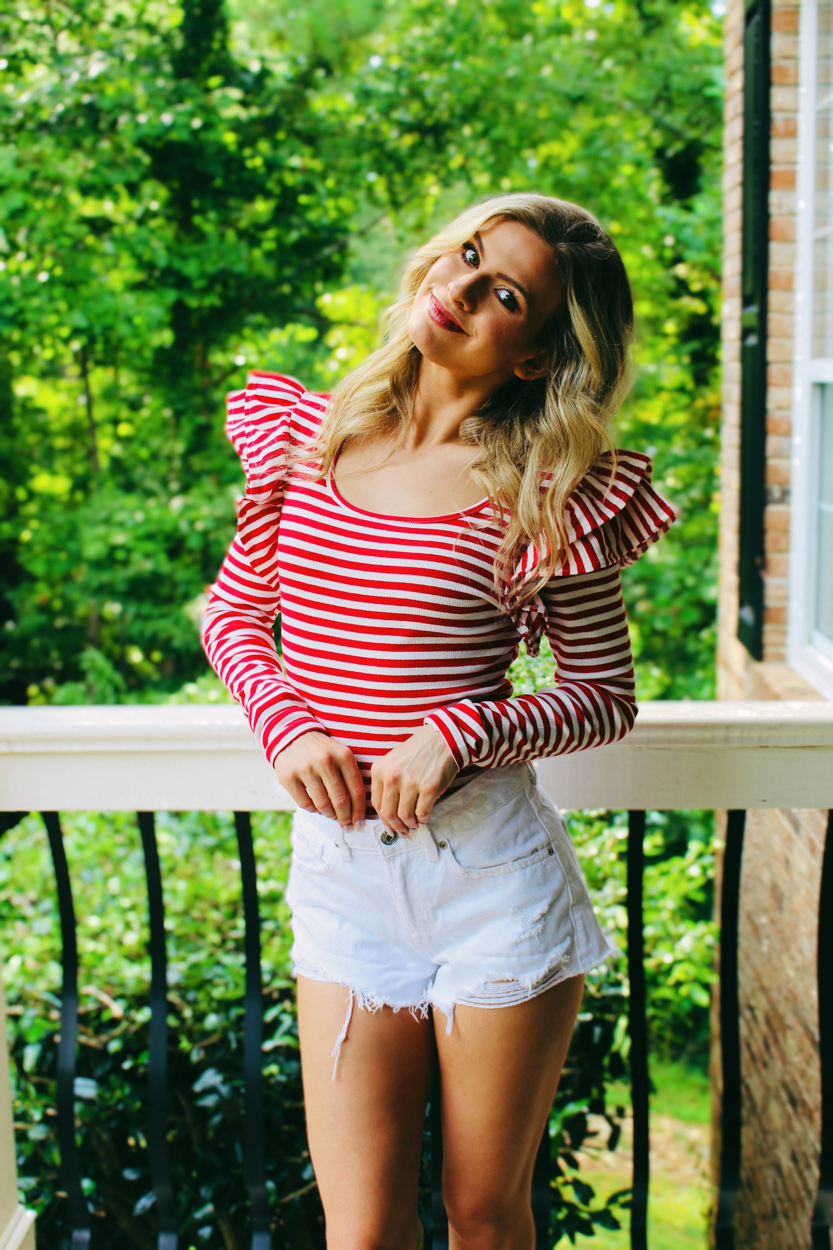 Luxuii Neck Shirt Striped Slim Fitted Casual Basic Tee Tops