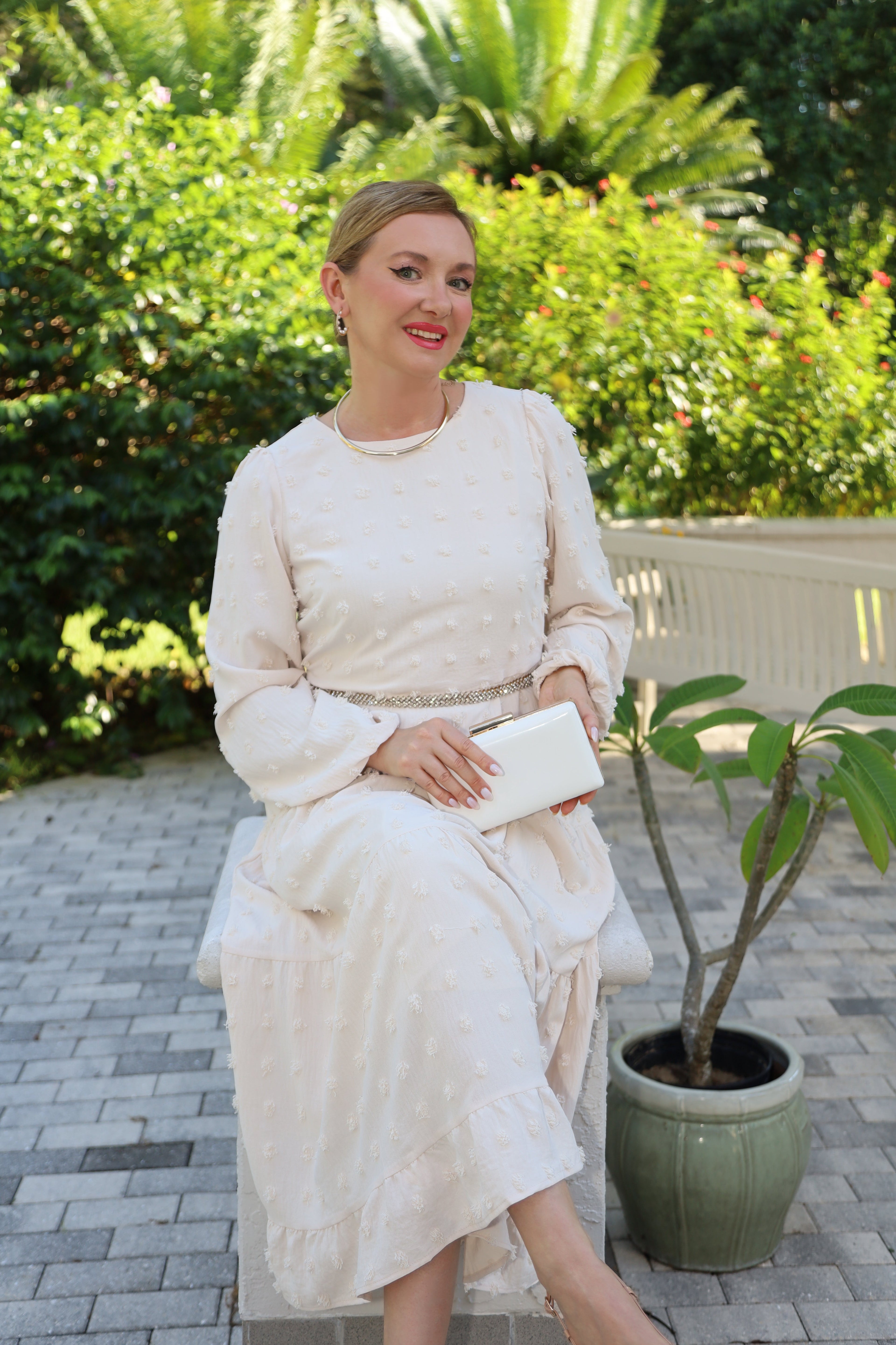 Luxuii Swiss Dot Tiered Flowy A Line Wedding Guest Dress