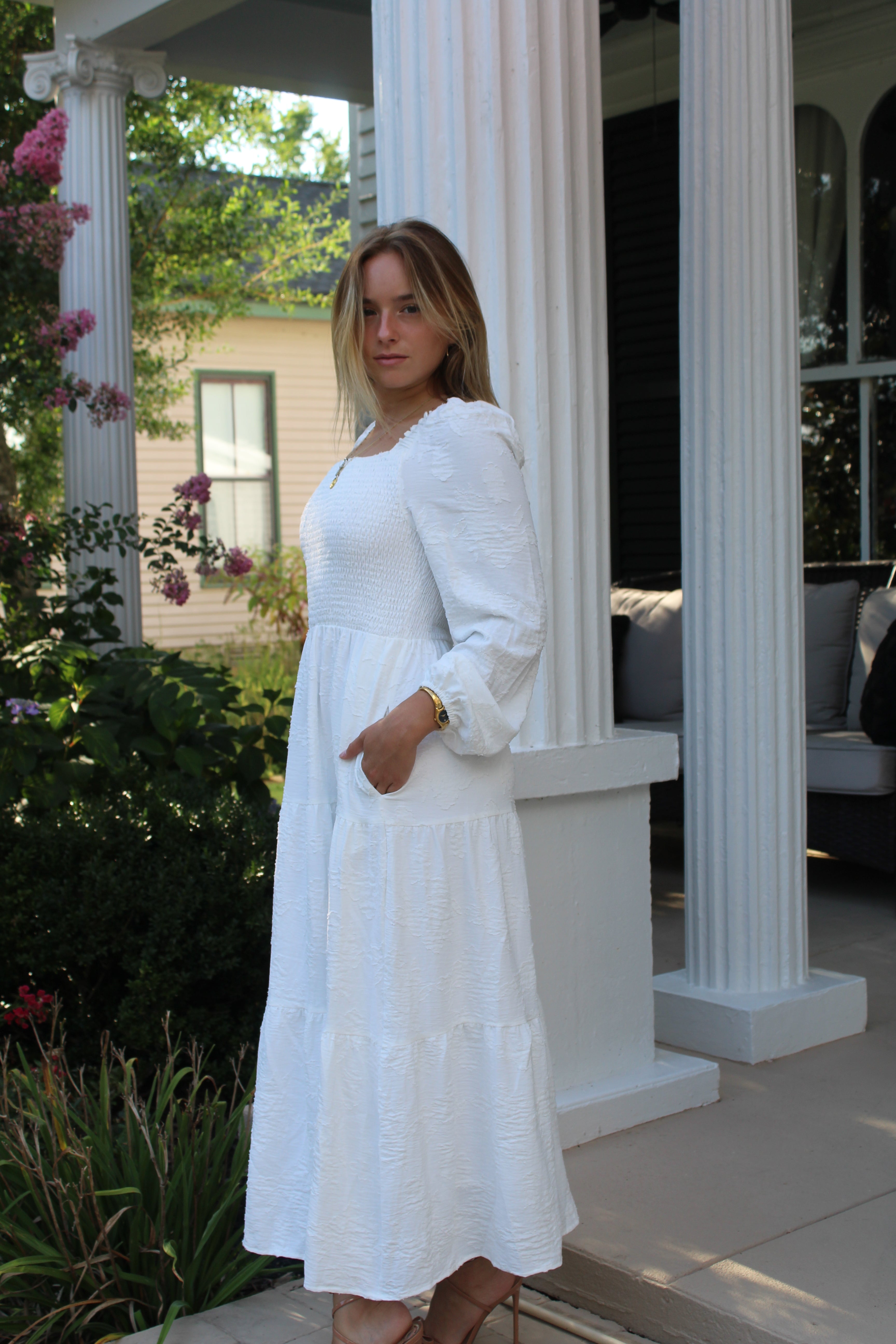 Luxuii Floral Long Sleeve Square Neck Flowy Vacation Dresses