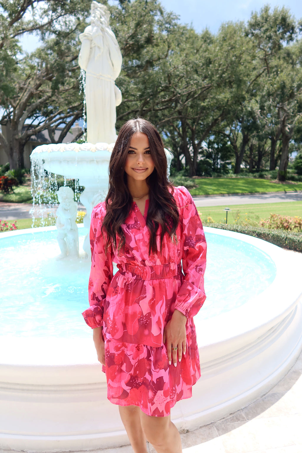 Luxuii Floral V Neck Smocked A Line Flowy Boho Mini Dresses