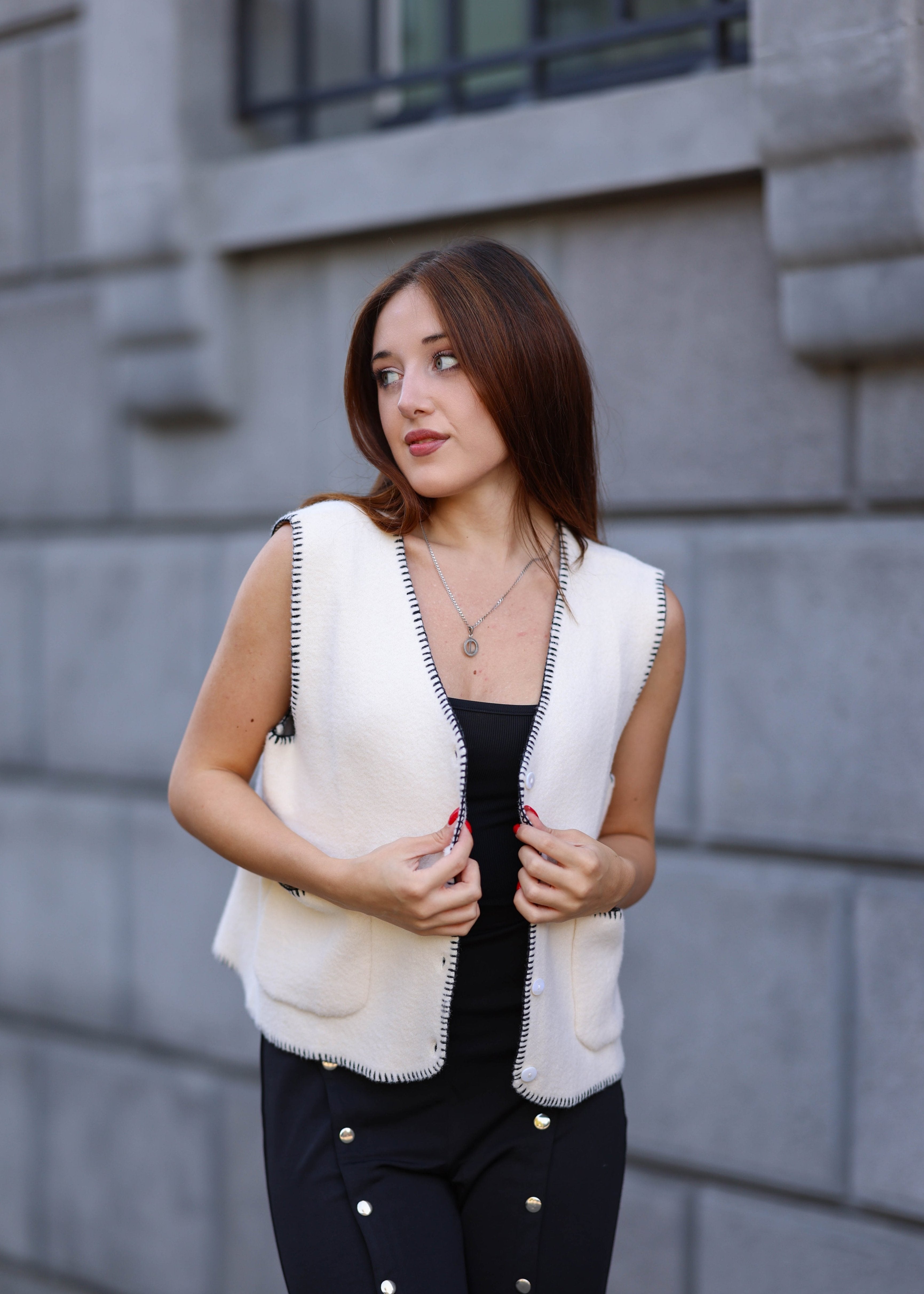 Luxuii Vest V Neck Knit Button Down Loose Crop Tank Tops