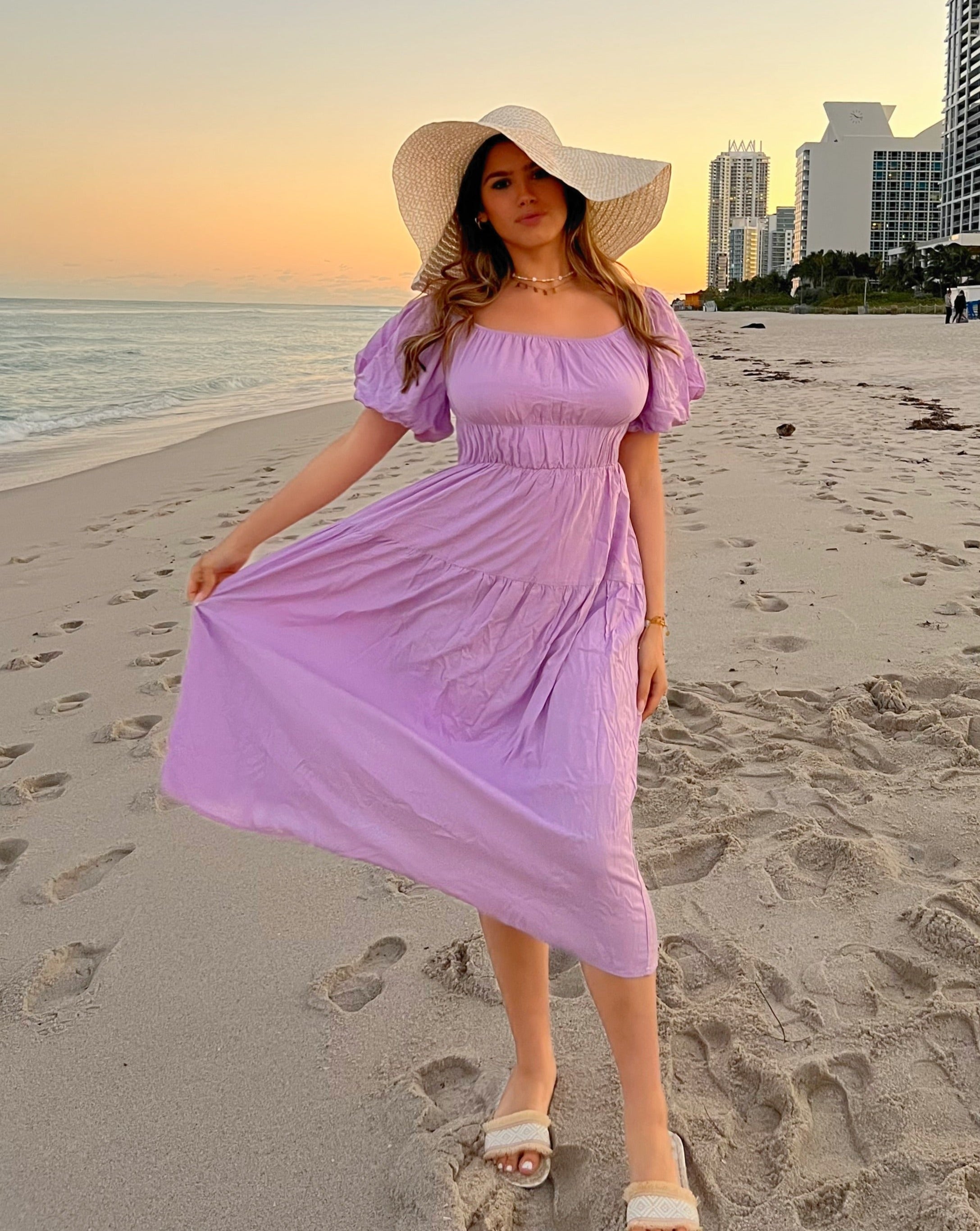 Luxuii Boho Off Shoulder Ruffled Flowy Midi Dress