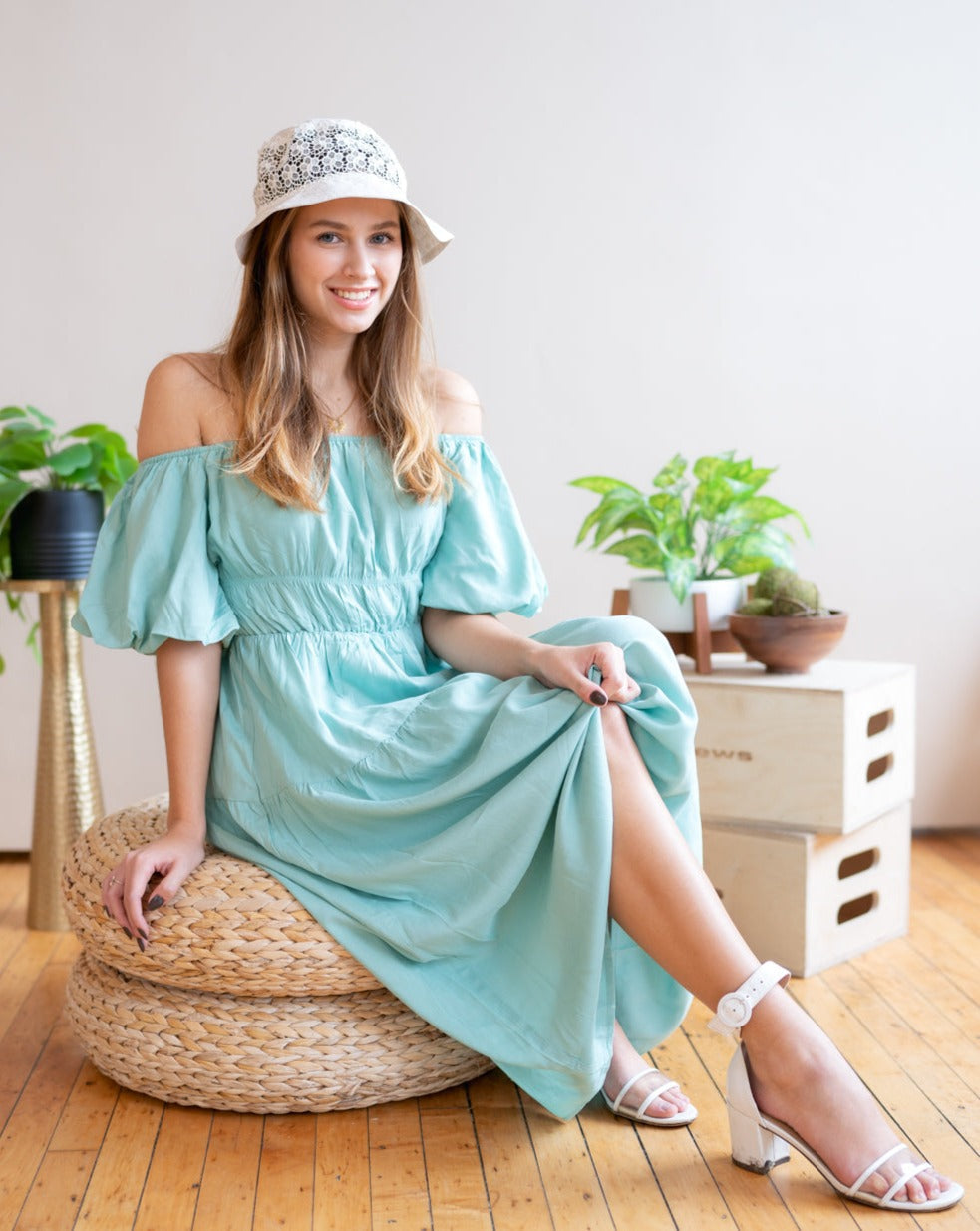 Luxuii Boho Off Shoulder Ruffled Flowy Midi Dress