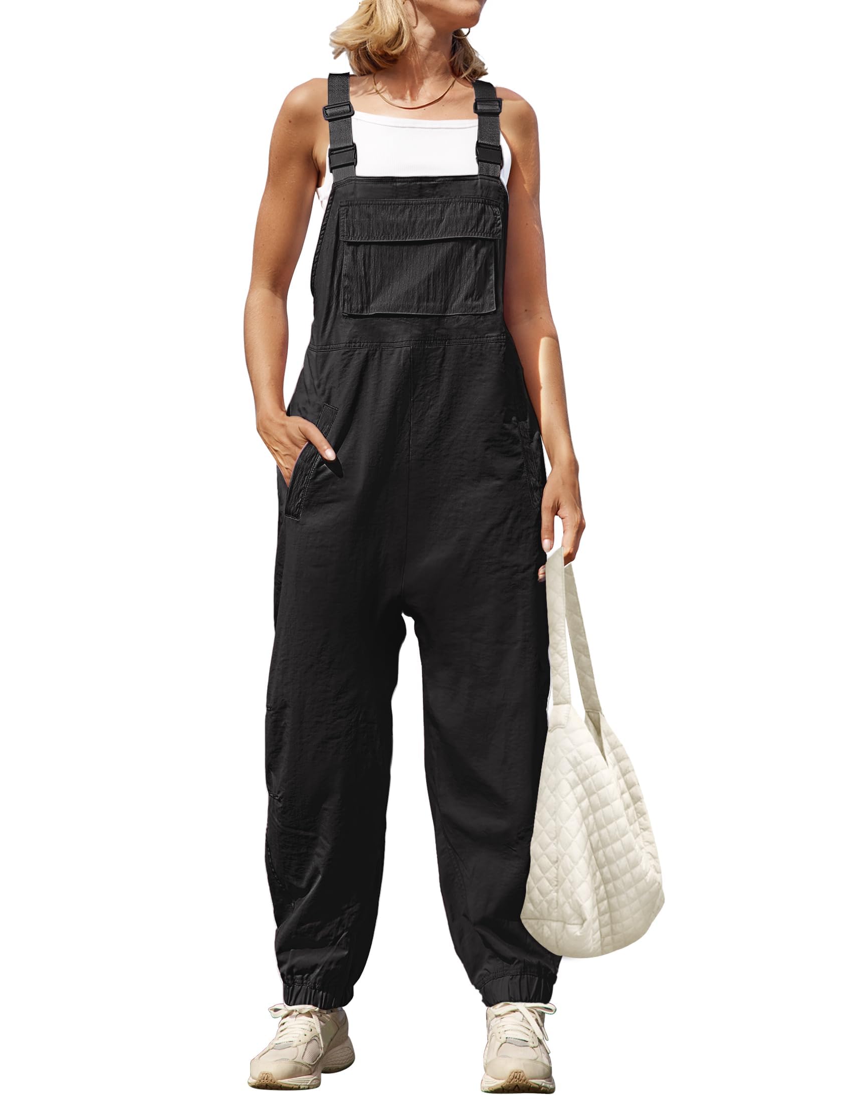 Luxuii Button Closure Straps Sleeveless Backless Loose Jumpsuit